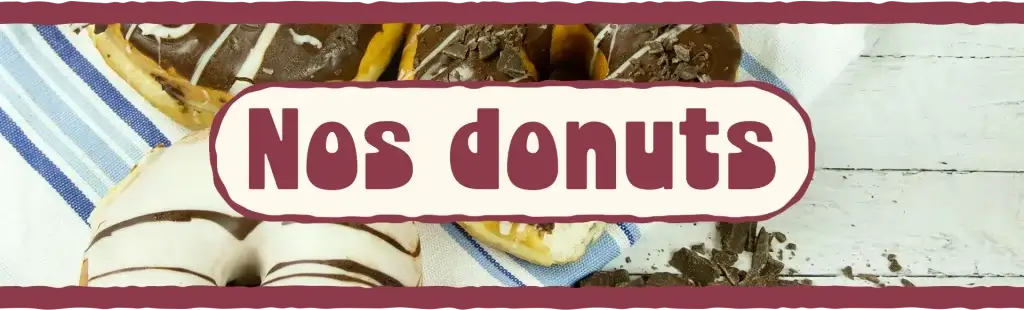 Bannière rouge illustrant les donuts maison de Bakery Bliss Café